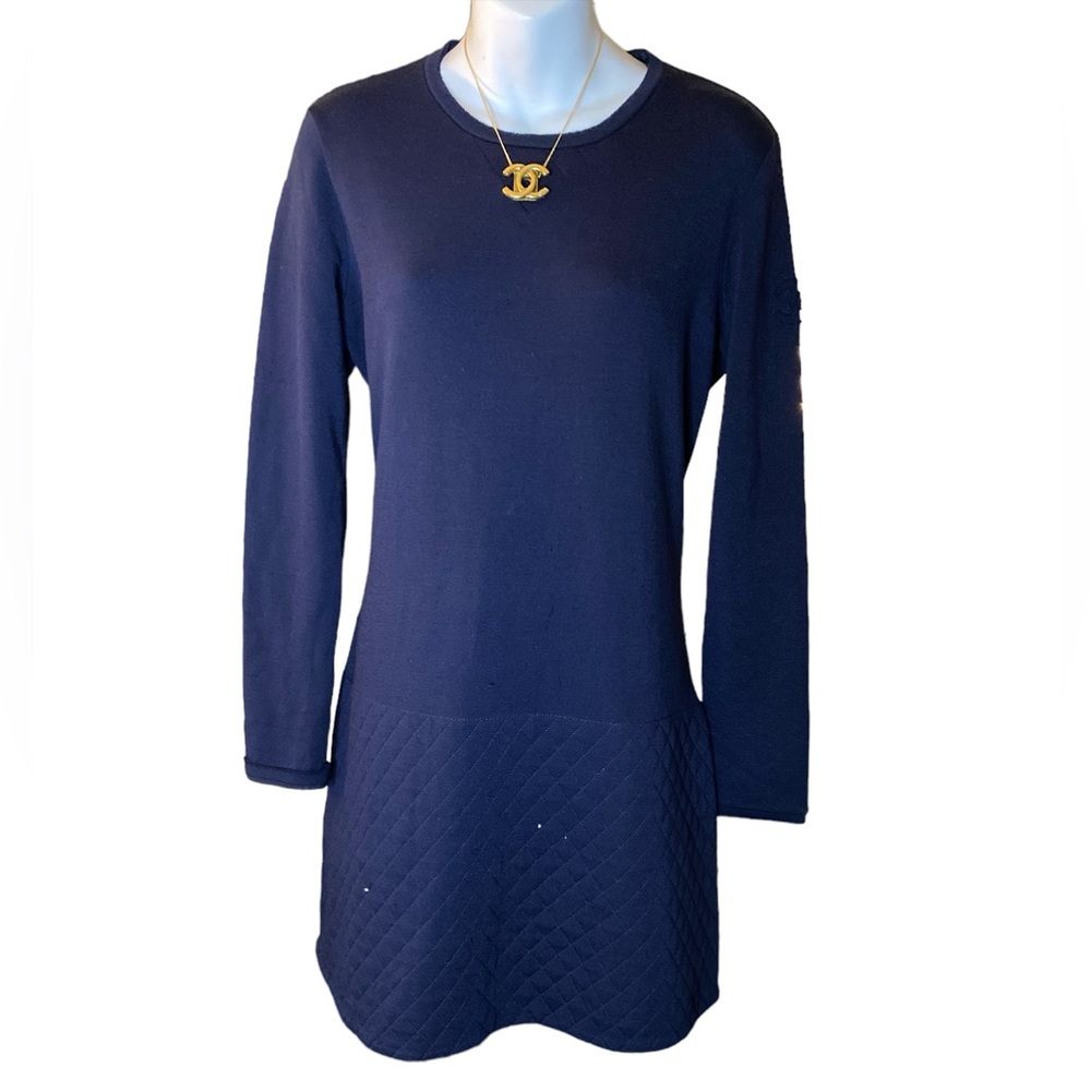 Chanel Navy Blue CC Quilted Dress - Picture 3 of 16